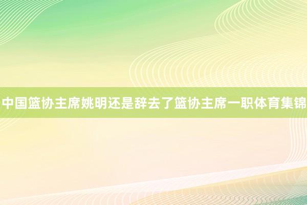 中国篮协主席姚明还是辞去了篮协主席一职体育集锦