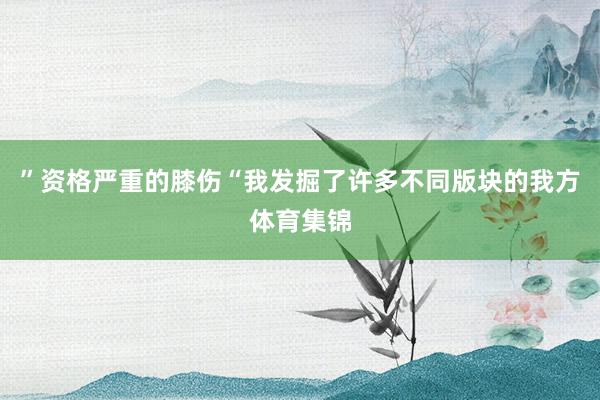 ”资格严重的膝伤“我发掘了许多不同版块的我方体育集锦